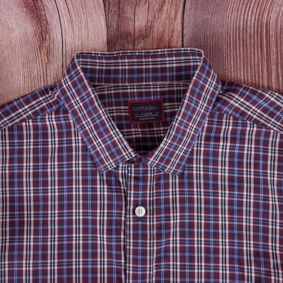 UNTUCKit Mens Size XL Millbrook Plaid Long Sleeve Button Up Performance Shirt - Picture 7 of 16